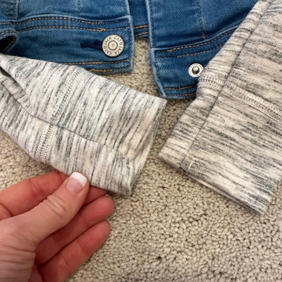 Blue Denim Jacket with Gray Hood and Sleeves cat & jack girls small - Picture 3 of 3